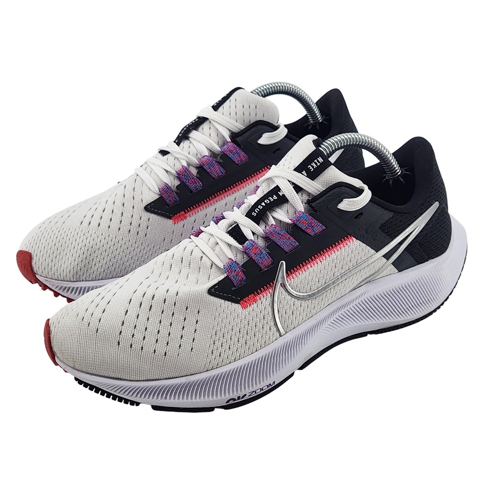 Nike Air Zoom Pegasus 38 Womens 6.5 White Black Pink Running Shoes CW7358-101